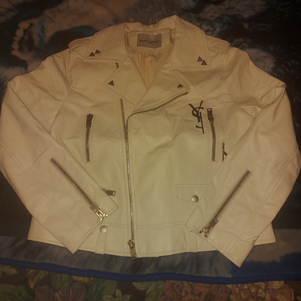 New Womens Saint Laurent leather lambskin jacket